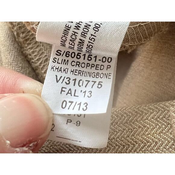Gap Slim Cropped Khaki Brown Herringbone Pants Size 12 - Picture 8 of 9